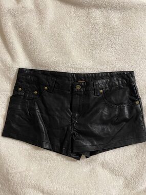 Free People Black Faux Leather Jean Short Shorts